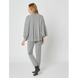 Front Opening Poncho Cache In Grey Fleck Lingerie Le Chat