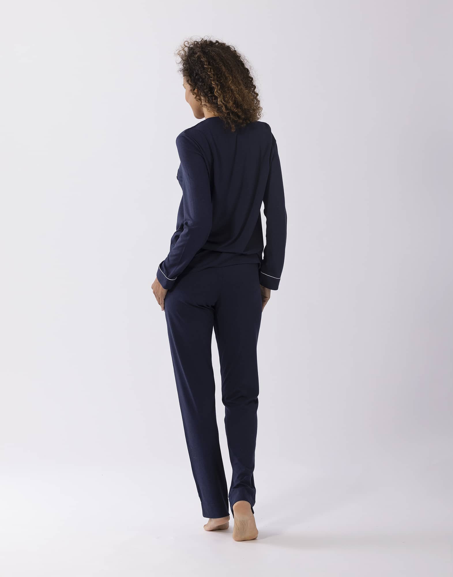 Cotton Modal Pyjamas Les Intemporelles A Navy Blue Lingerie Le Chat