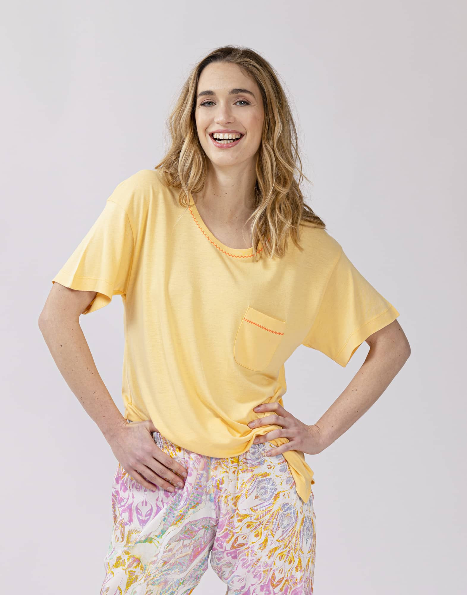 Cropped Cotton Modal And Viscose Pyjamas Fancy In Honey Lingerie