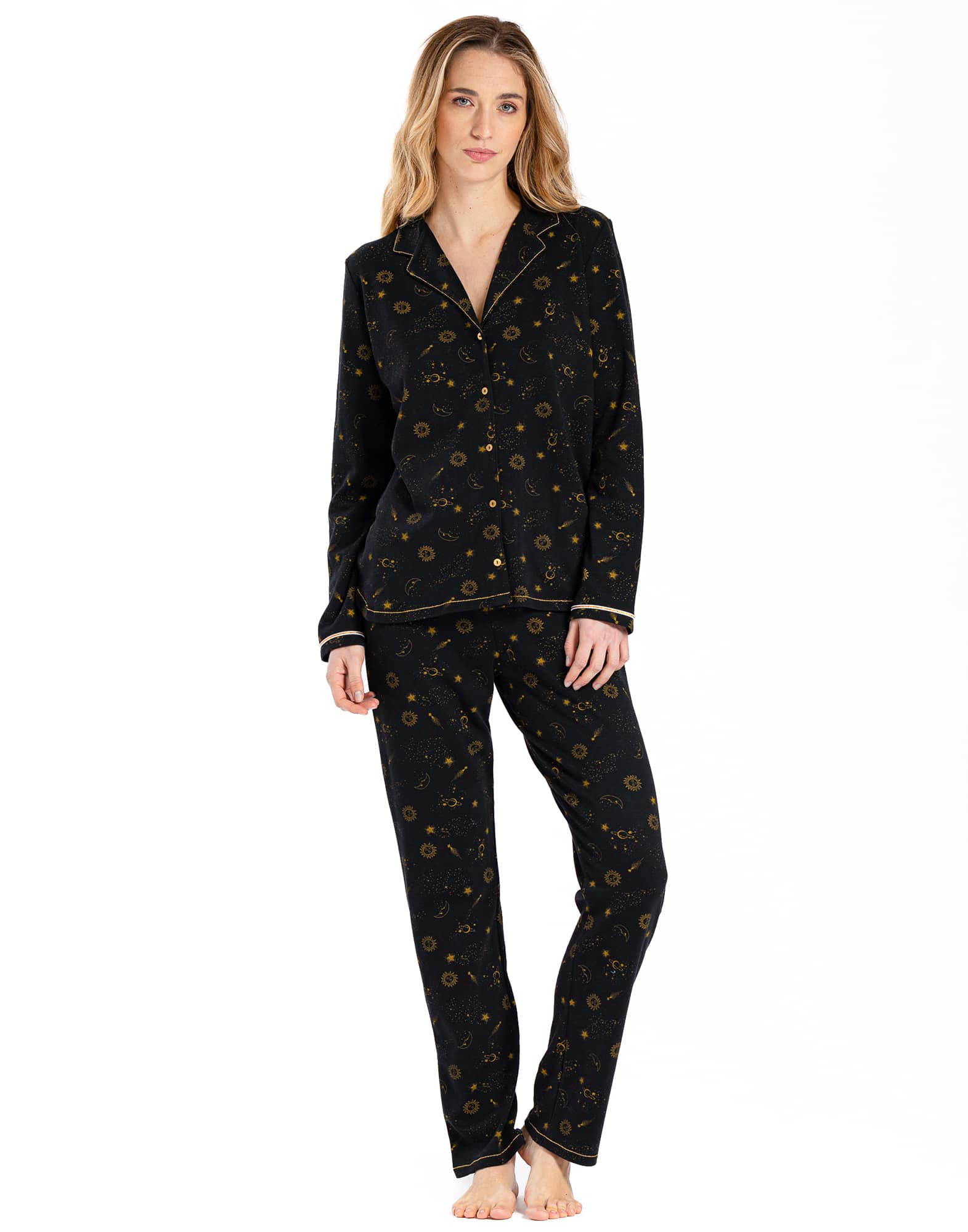 Buttoned Cotton Pyjamas C Leste Black Lingerie Le Chat