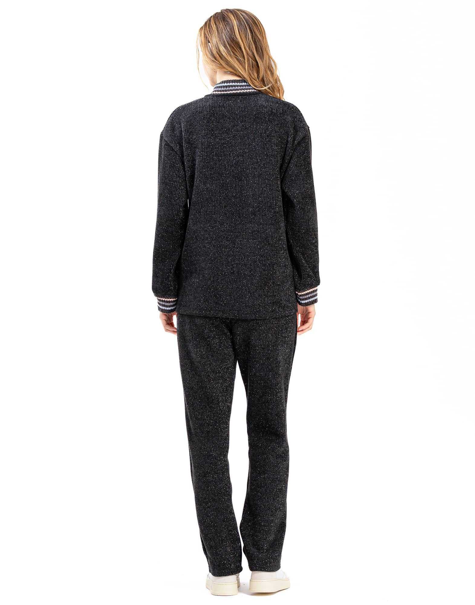 Tracksuit In Chenille Knit With Lurex Iconic Black Lingerie Le Chat