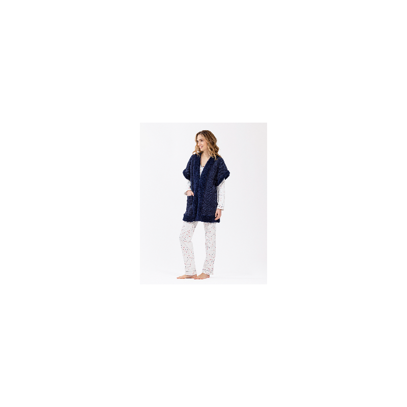 Plush And Chenille Cardigan Hygge Navy Lingerie Le Chat