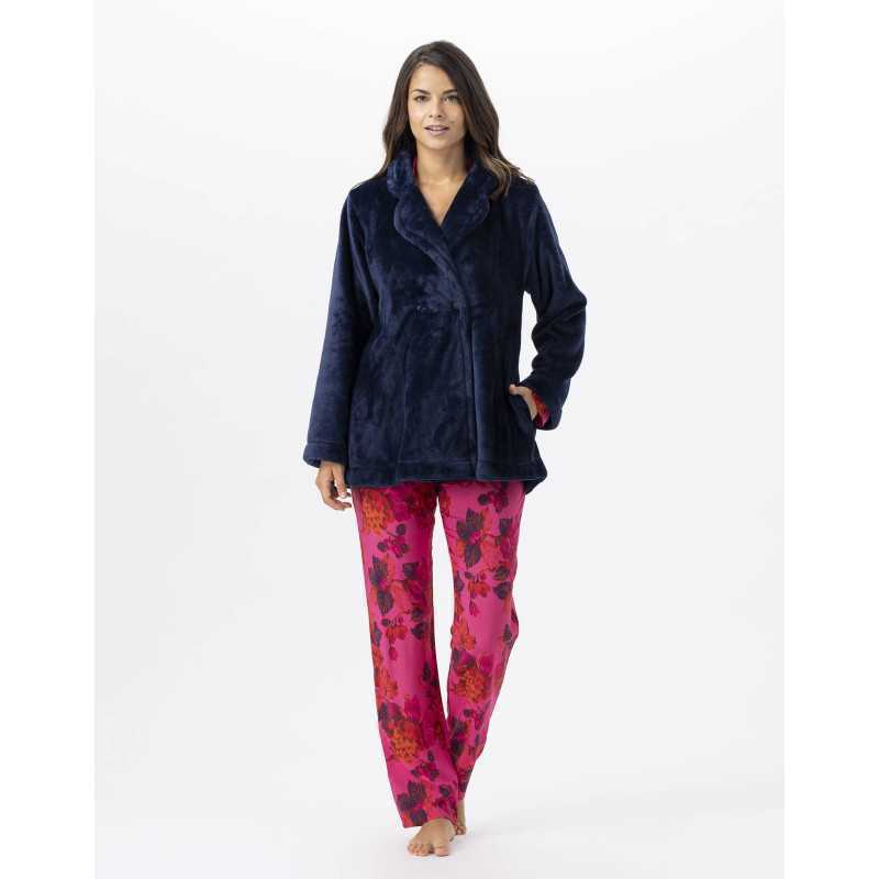 Plush Flannel Jacket ESSENTIEL 677 Navy Blue Lingerie Le Chat