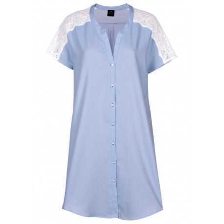 Chemise de nuit boutonnée 100% coton BLEUET 605