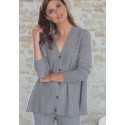 Buttoned cardigan 5019 100% CASHMERE Grey fleck - Lingerie Le Chat