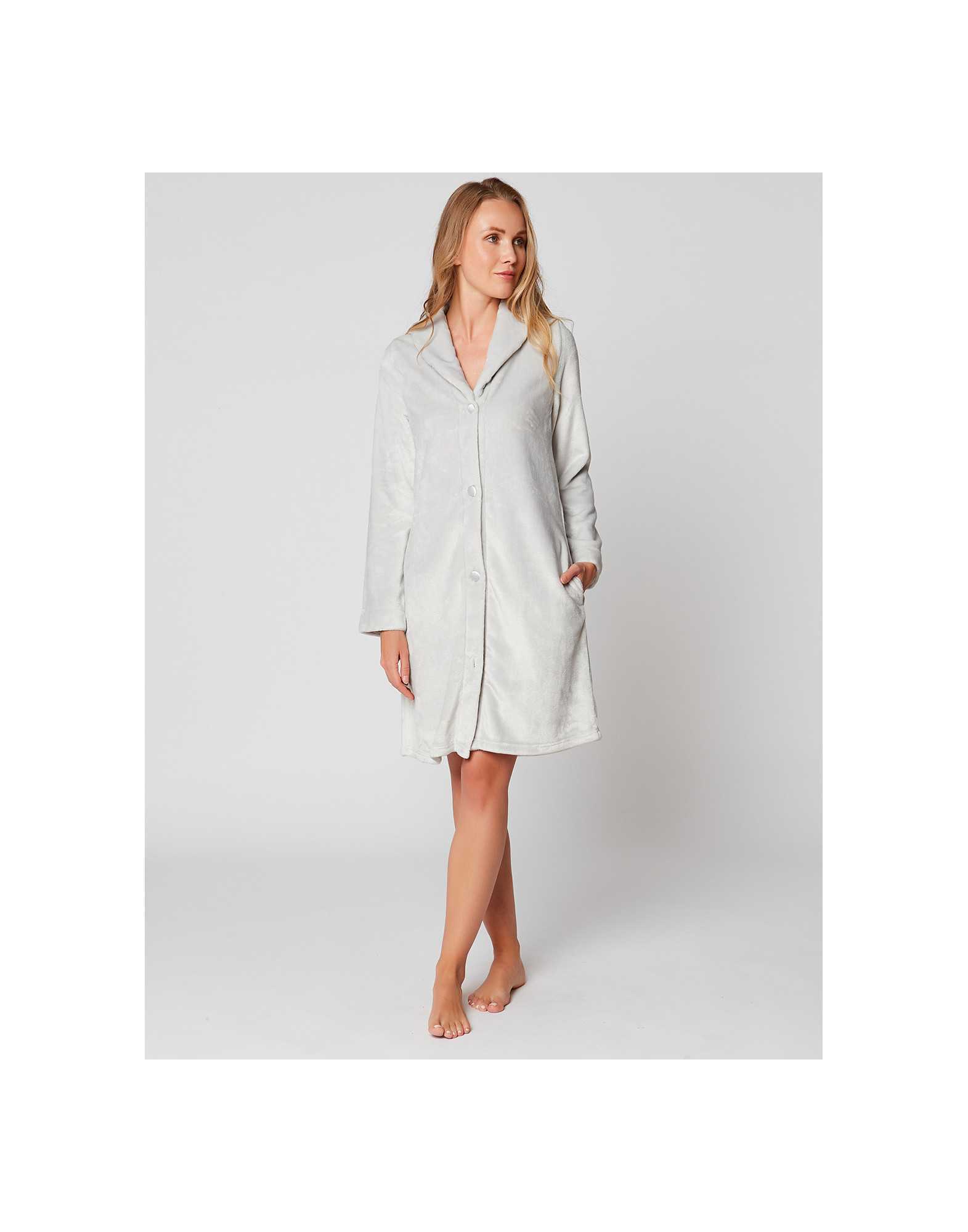 Fur Button-down dressing gown in ESSENTIEL H55A Brume