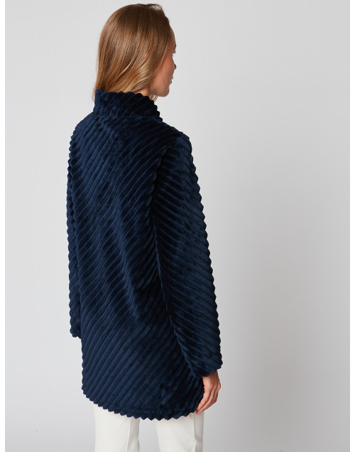 Fur draped loungewear jacket ESSENTIEL H75A navy blue