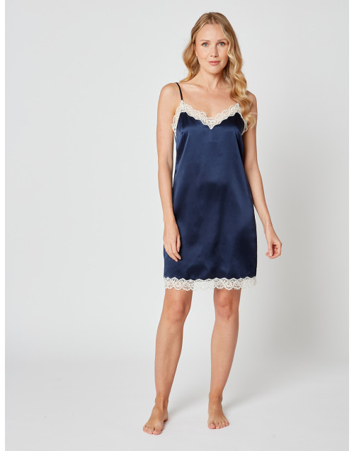 Silk nightdress 203 Navy blue