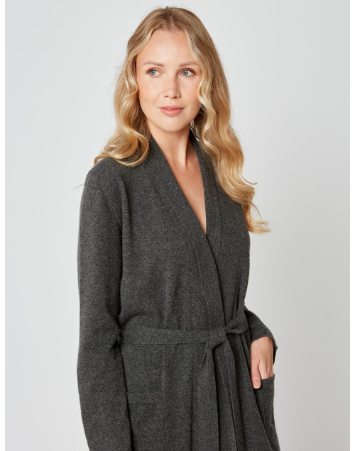 Cashmere bathrobe in slate grey