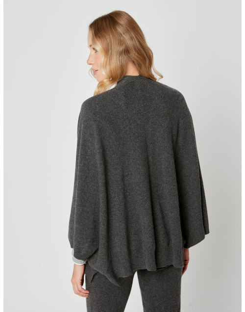 Front-opening poncho CACHE 006 in slate grey