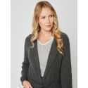 Cashmere bathrobe with shawl collar and soft hood in slate grey - Lingerie le Chat