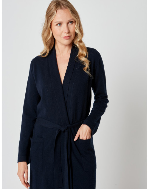 Cashmere bathrobe in navy blue