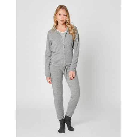 Hooded zip-front jacket CACHE 002 in grey fleck - Lingerie le Chat