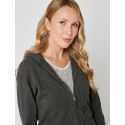 Hooded zip-front jacket CACHE 002 in slate grey - Lingerie le Chat