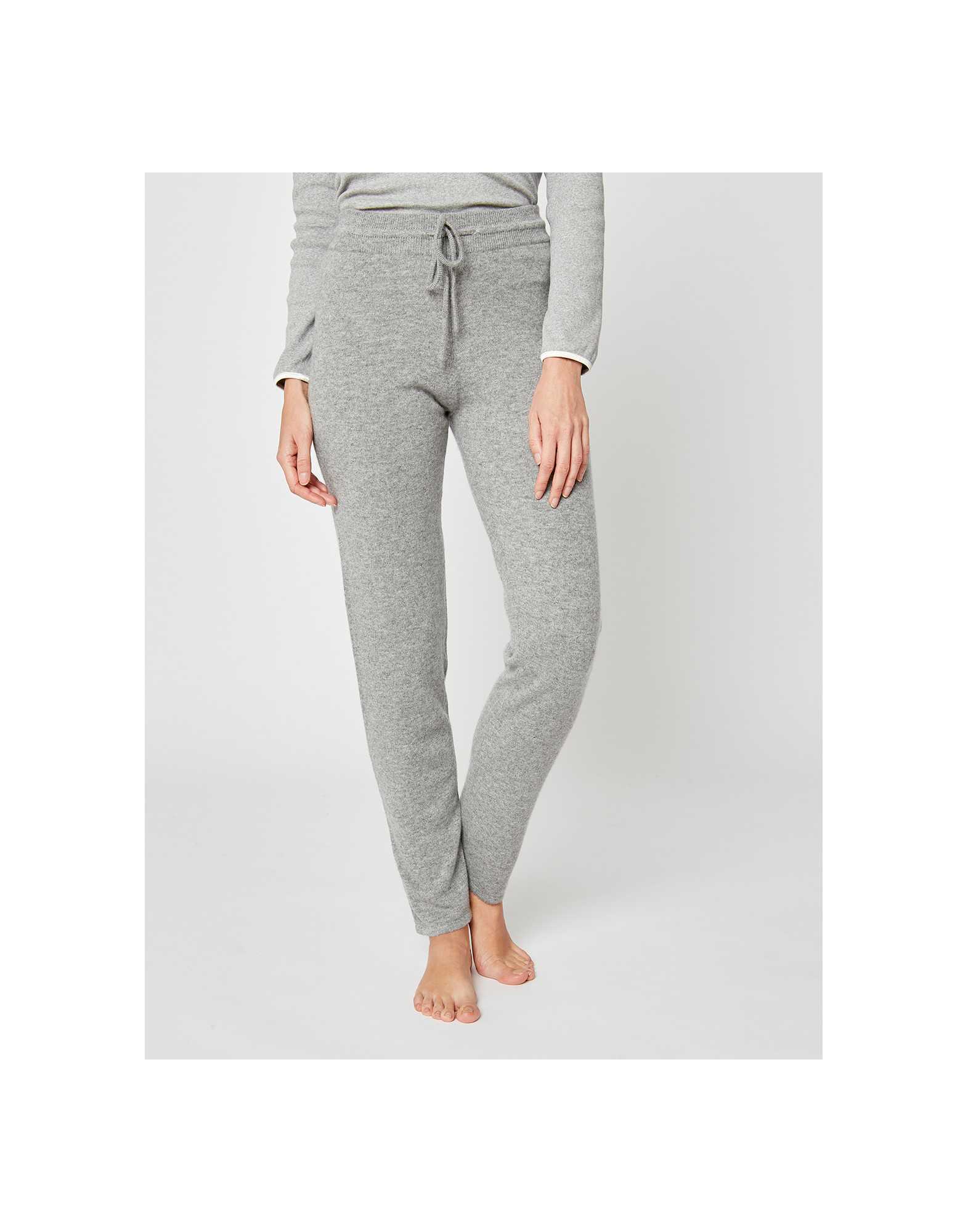 Pantalon étroit cachemire coloris gris chiné - Lingerie le Chat