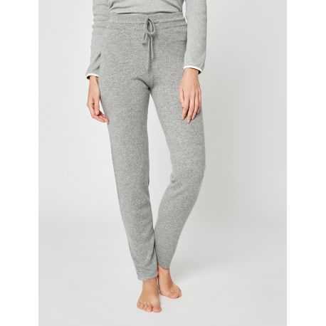 Pantalon étroit cachemire coloris gris chiné - Lingerie le Chat