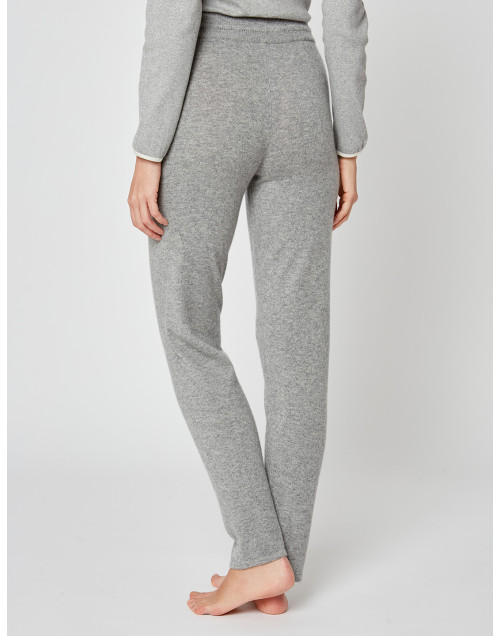 Pantalon étroit en cachemire gris chiné