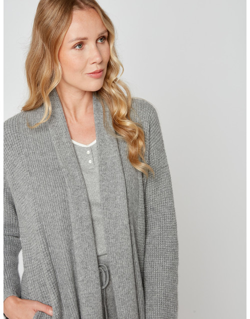 Shawl-collar jacket CACHE 007 in grey fleck