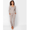 Jogger-style pyjamas LOVIN\'YOU 502 cotton-elastane, in chocolate & ecru
