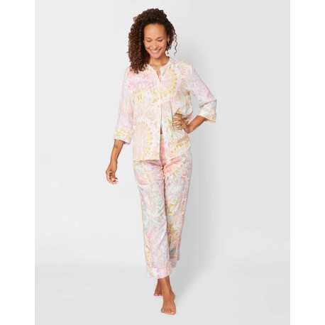 Cropped viscose pyjamas FANCY 506, multi-colour