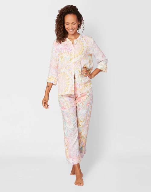 Cropped viscose pyjamas FANCY 506, multi-colour