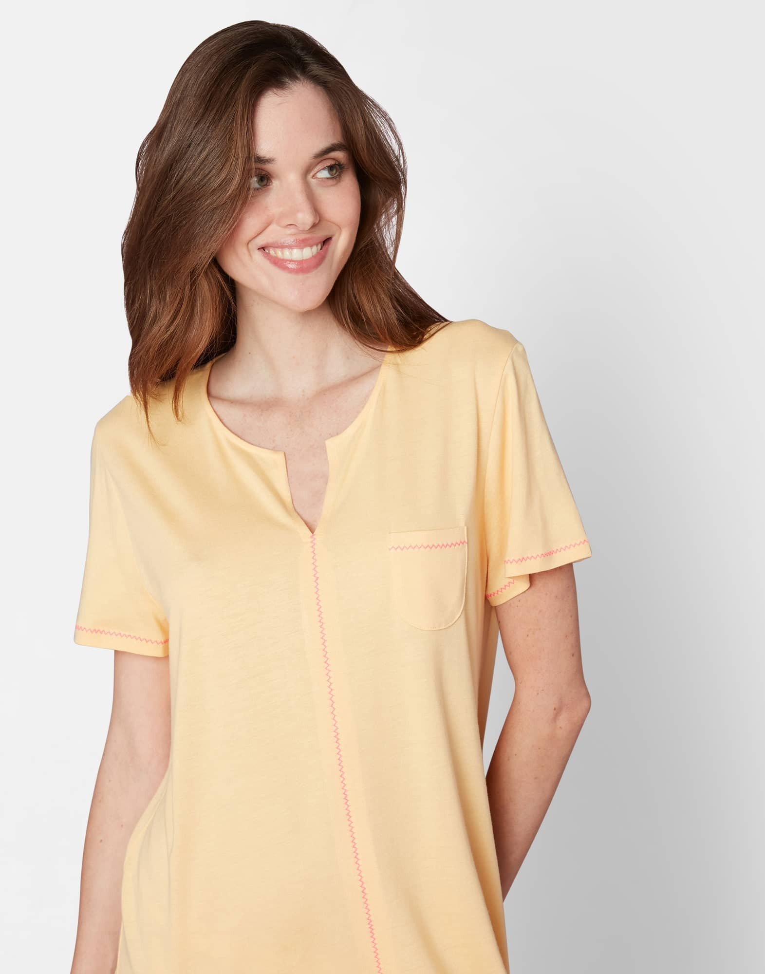 Cotton-modal nightshirt FANCY 521 in honey| Lingerie le Chat