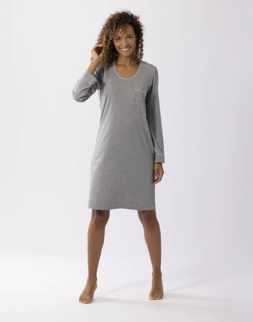 Chemise de nuit en coton modal LES INTEMPORELLES A01 gris chiné