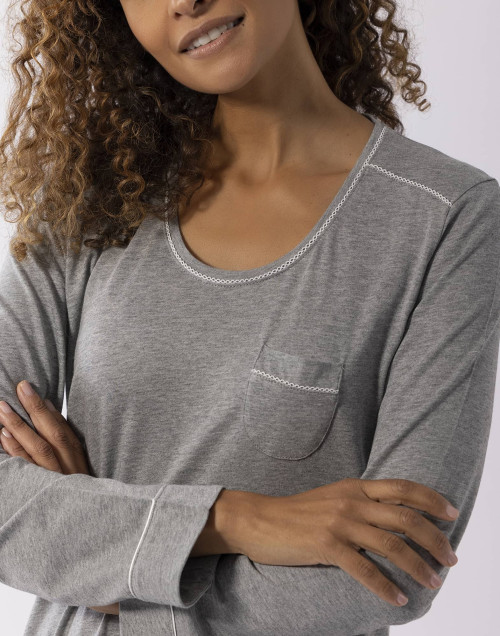 Chemise de nuit en coton modal LES INTEMPORELLES A01 gris chiné