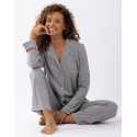 Button-front cotton-modal pyjamas LES INTEMPORELLES A06 grey fleck