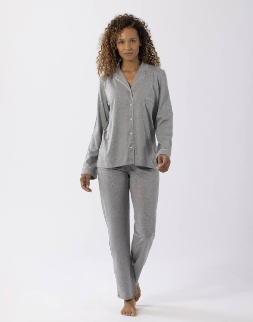 Button-front cotton-modal pyjamas LES INTEMPORELLES A06 grey fleck