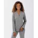 Button-front cotton-modal pyjamas LES INTEMPORELLES A06 grey fleck