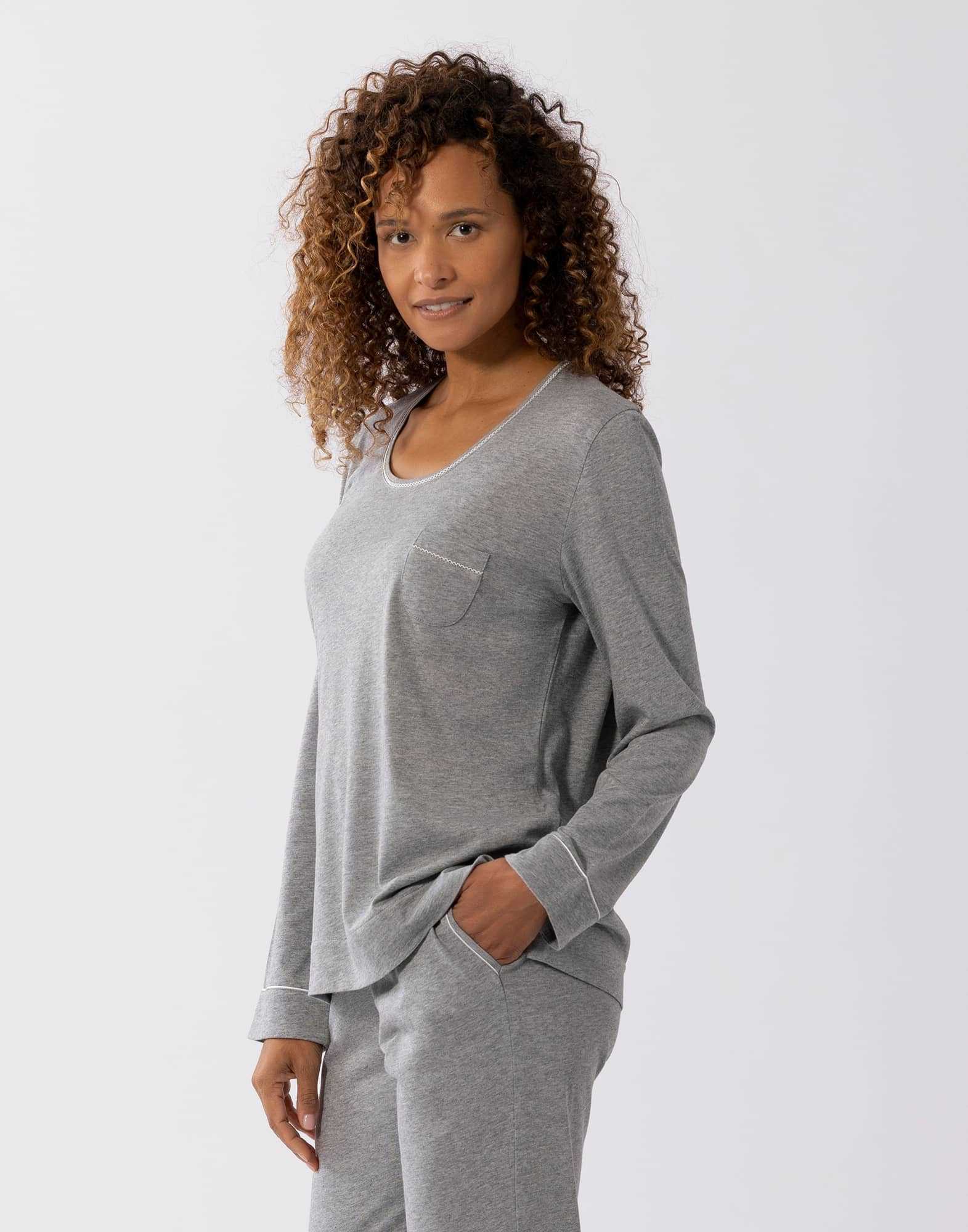 Pyjama en coton modal LES INTEMPORELLES A02 gris chiné