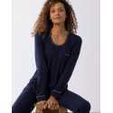 Cotton-modal pyjamas LES INTEMPORELLES A02 navy blue