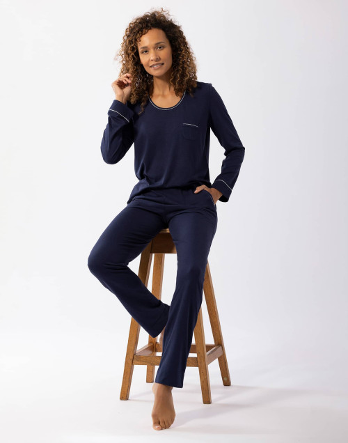 Cotton-modal pyjamas LES INTEMPORELLES A02 navy blue