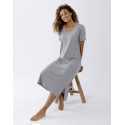 Short-sleeved cotton-modal nightshirt LES INTEMPORELLES A11 grey fleck