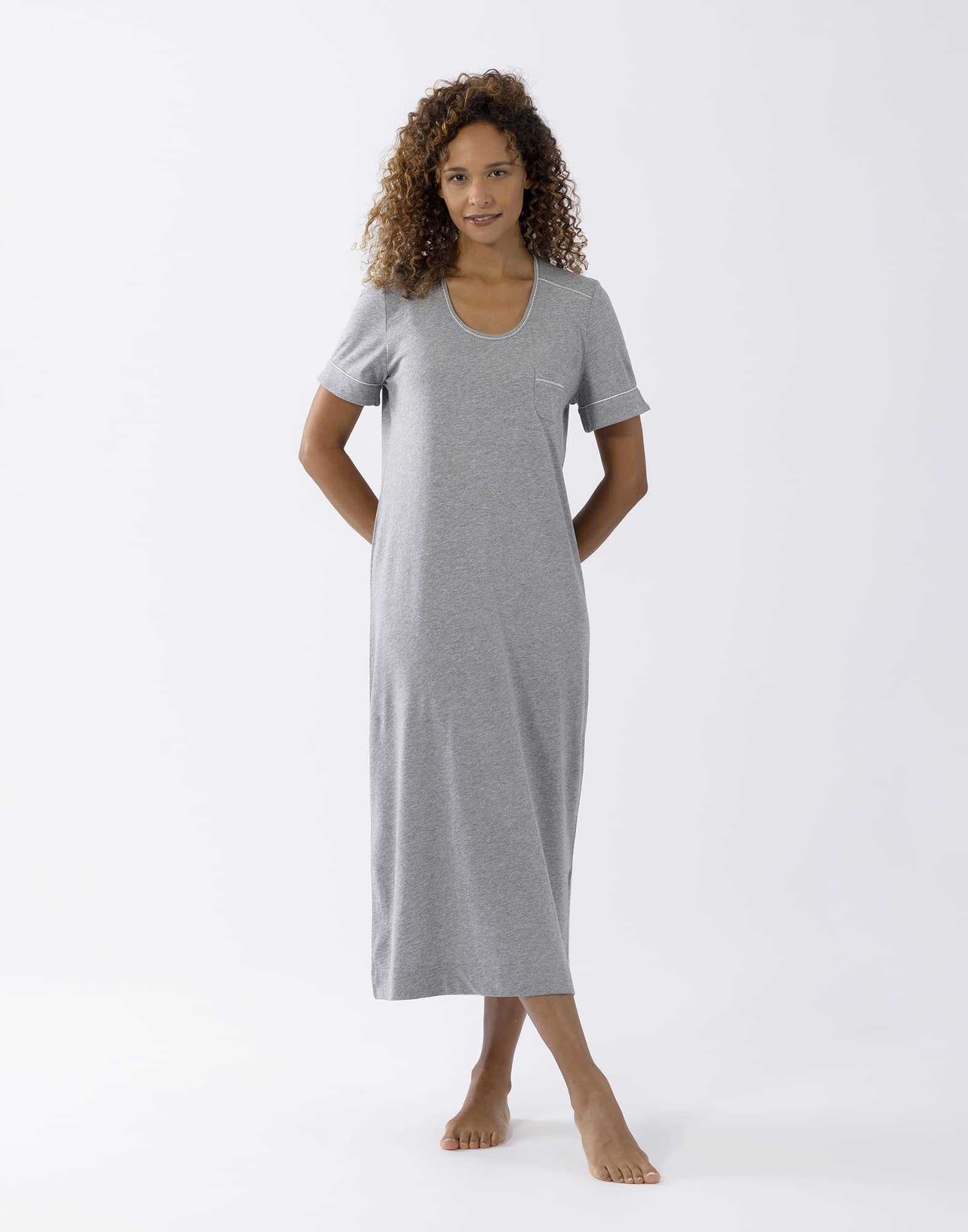 Short sleeved cotton modal nightshirt LES INTEMPORELLES A11 grey