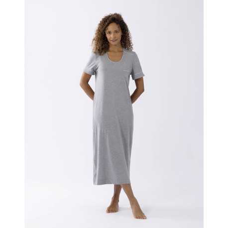 Short-sleeved cotton-modal nightshirt LES INTEMPORELLES A11 grey fleck