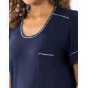 Chemise de nuit manches courtes en coton modal LES INTEMPORELLES A11 marine