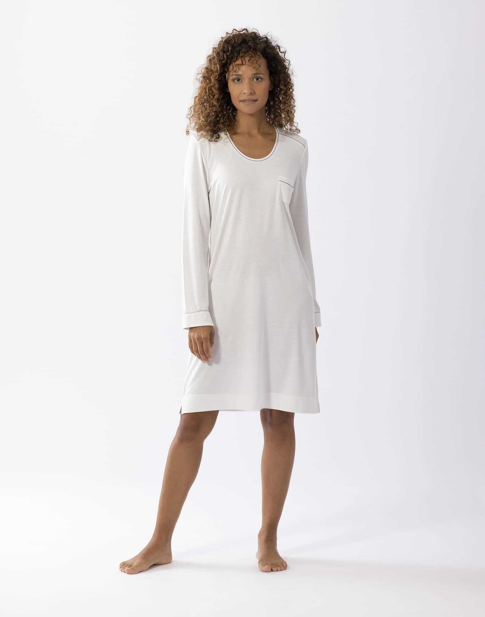 Cotton-modal nightshirt LES INTEMPORELLES A01 ecru