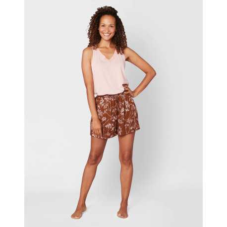 Pyjama short imprimé coton modal et viscose CASAMANCE 500 choco/rose