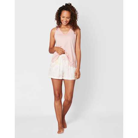 Pyjama short imprimé coton modal et viscose CASAMANCE 500 corail/rose