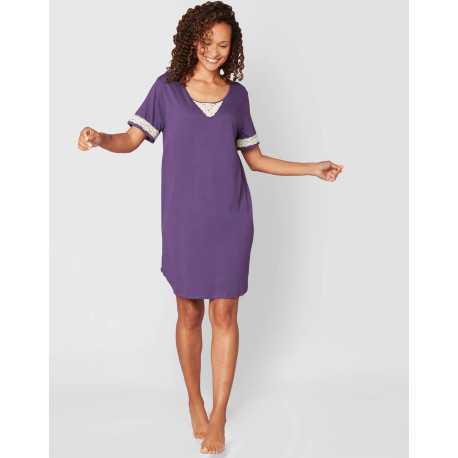 Nightdress in cotton modal CASAMANCE 501 blueberry