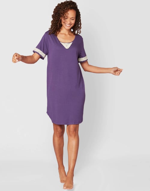 Nightdress in cotton modal CASAMANCE 501 blueberry