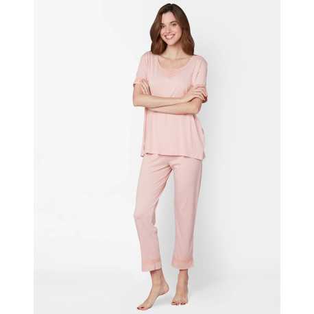 Pyjama pantacourt en coton modal CASAMANCE 502 rose