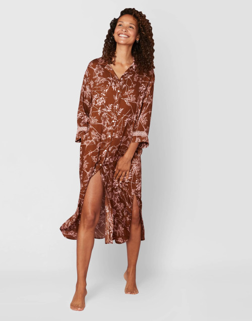 Liquette imprimée en viscose CASAMANCE 505 choco/rose