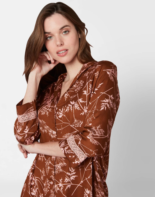 Patterned viscose pyjamas CASAMANCE 506 cocoa & rose