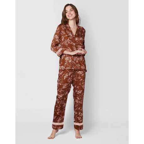 Patterned viscose pyjamas CASAMANCE 506 cocoa & rose