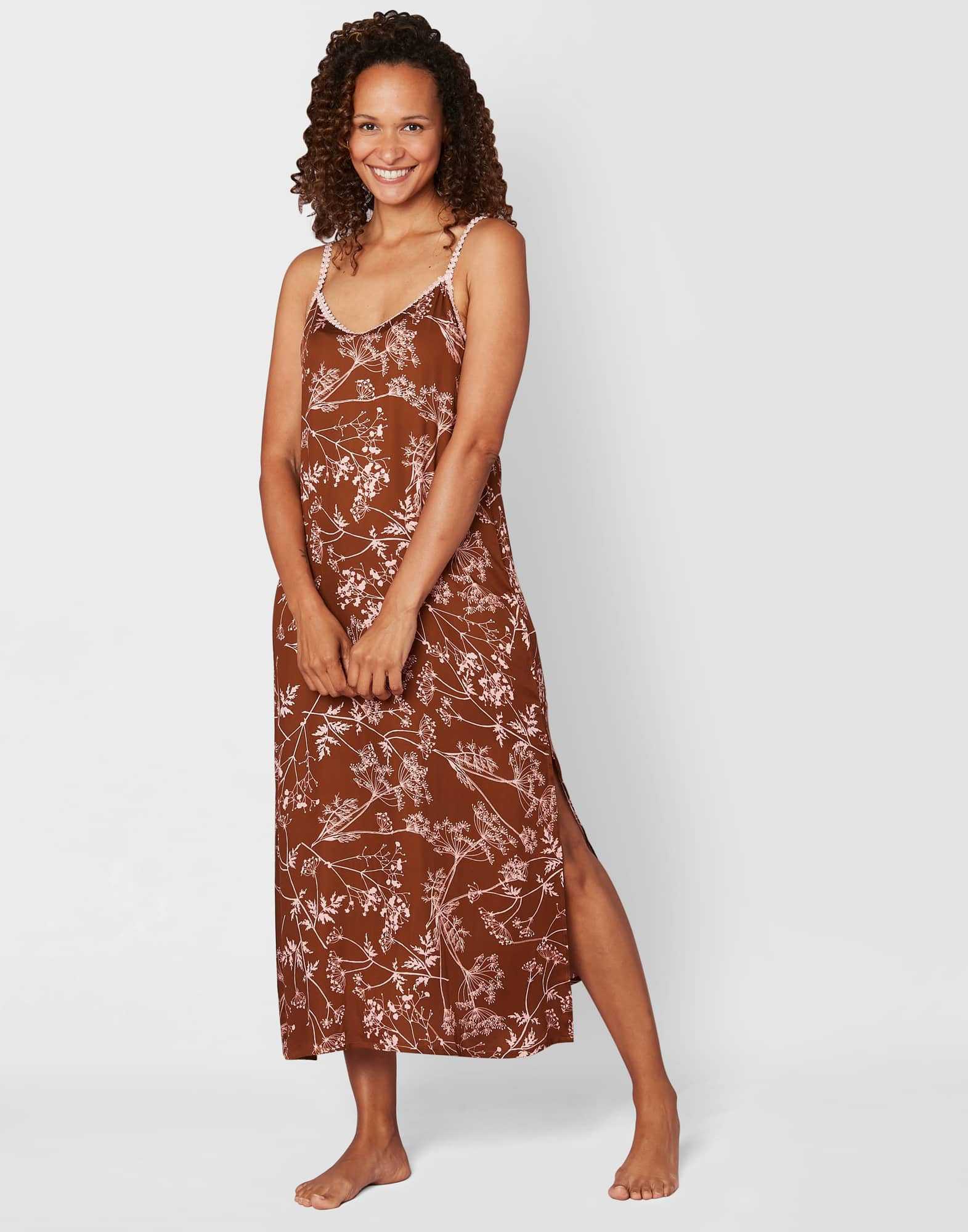 Nuisette imprimée en viscose CASAMANCE 513 choco/rose