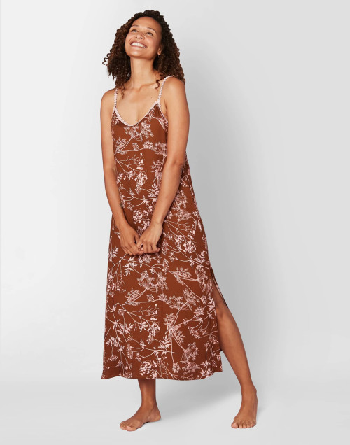 Nuisette imprimée en viscose CASAMANCE 513 choco/rose