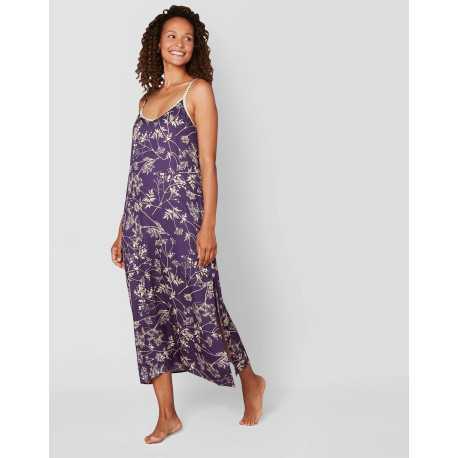 Nuisette imprimée en viscose CASAMANCE 513 myrtille/lin